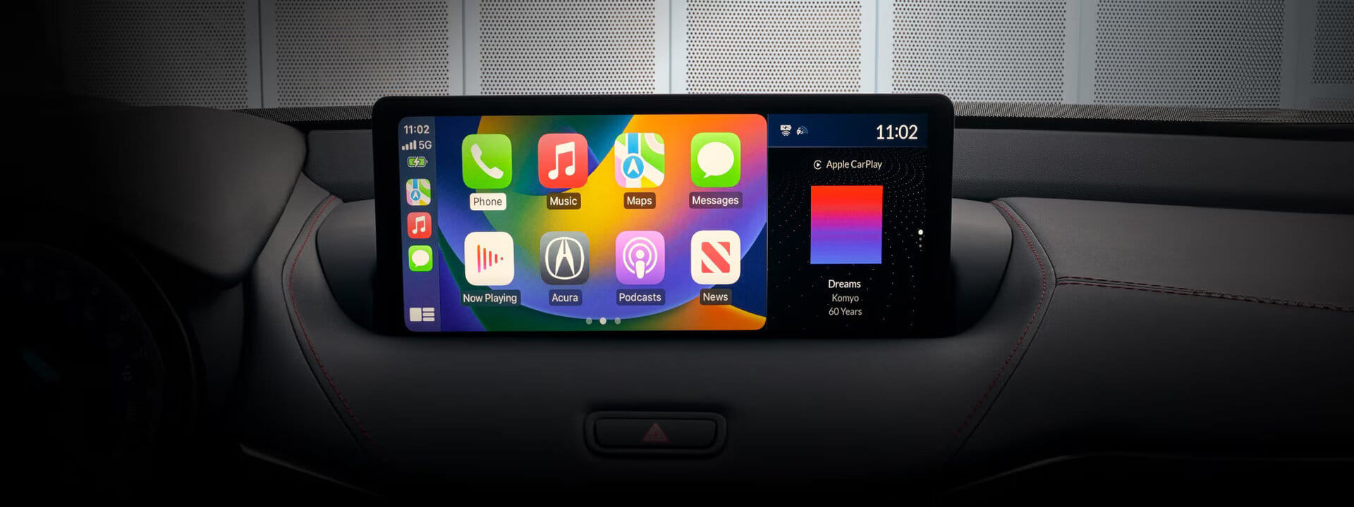 The 2025 Acura TLX infotainment system displaying Apple CarPlay® or Android Auto™ interface.