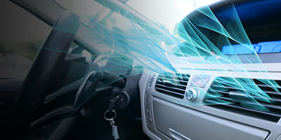 Interior of a car with AC running