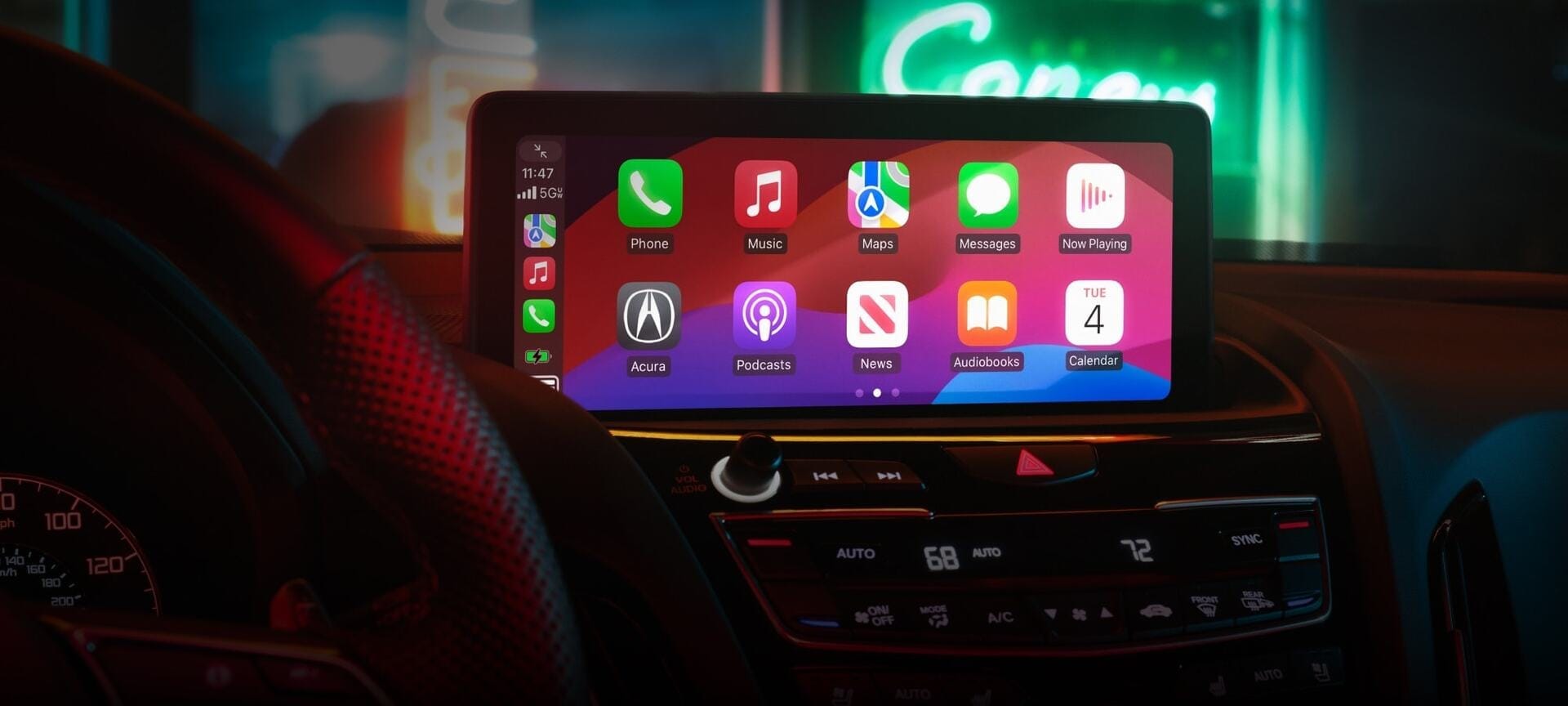 Close-up of the updated 10.5-inch HD center display inside the 2026 Acura RDX.