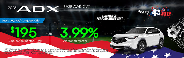 Lease Loyalty/Conquest 2026 Acura ADX Base $195