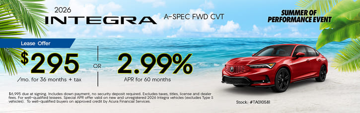 Lease Loyalty/Conquest 2026 Acura Integra A-spec $295