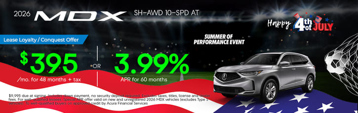 Lease Loyalty/Conquest 2026 Acura MDX Base $395