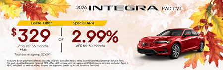 New 2026 Acura Integra Base Finance Special