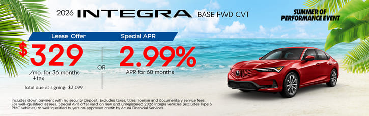 Lease Loyalty/Conquest 2026 Acura Integra Base $329