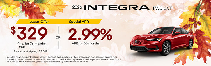 Lease 2026 Acura Integra Base $329