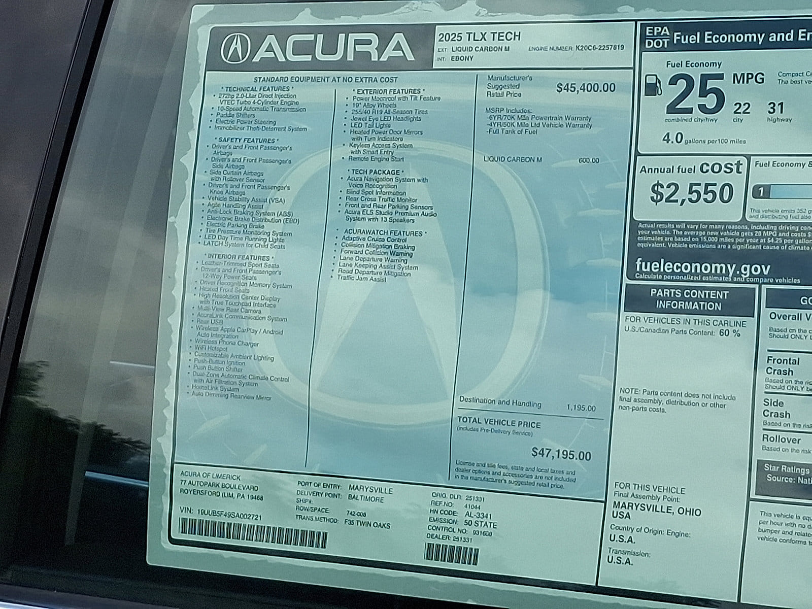 2025 Acura TLX Technology Package - Photo 14