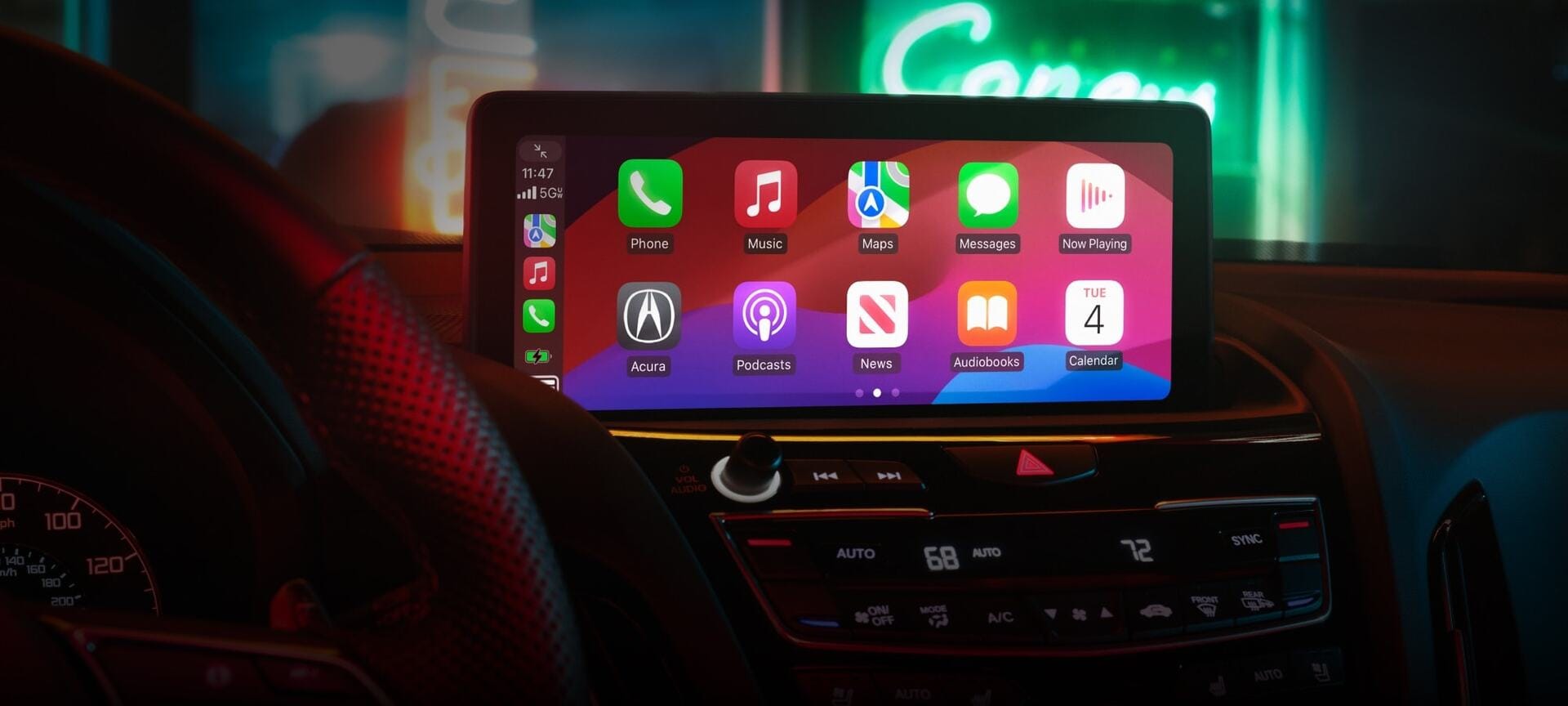 Close-up of the updated 10.5-inch HD center display inside the 2026 Acura RDX.