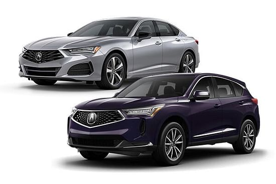 A violet RDX and a silver TLX on a white background.