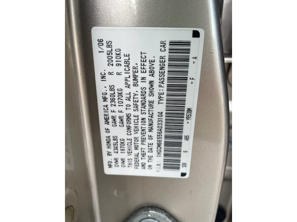 20 thumbnail image of  2006 Honda Accord EX-L V6