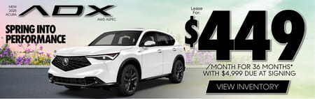 New 2025 Acura ADX AWD ASPEC	Lease for $449 a month for 36 months with $4,999 due at signing*