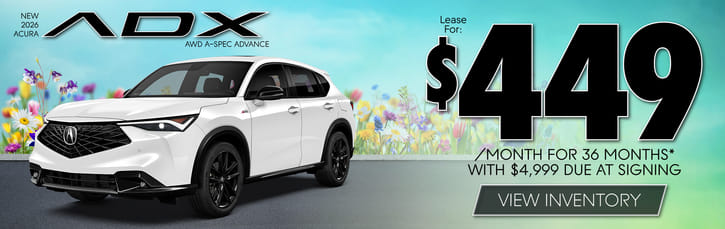 New 2026 Acura ADX AWD A-SPEC ADVANCE	Lease for $449 a month for 36 months with $4,999 due at signing*