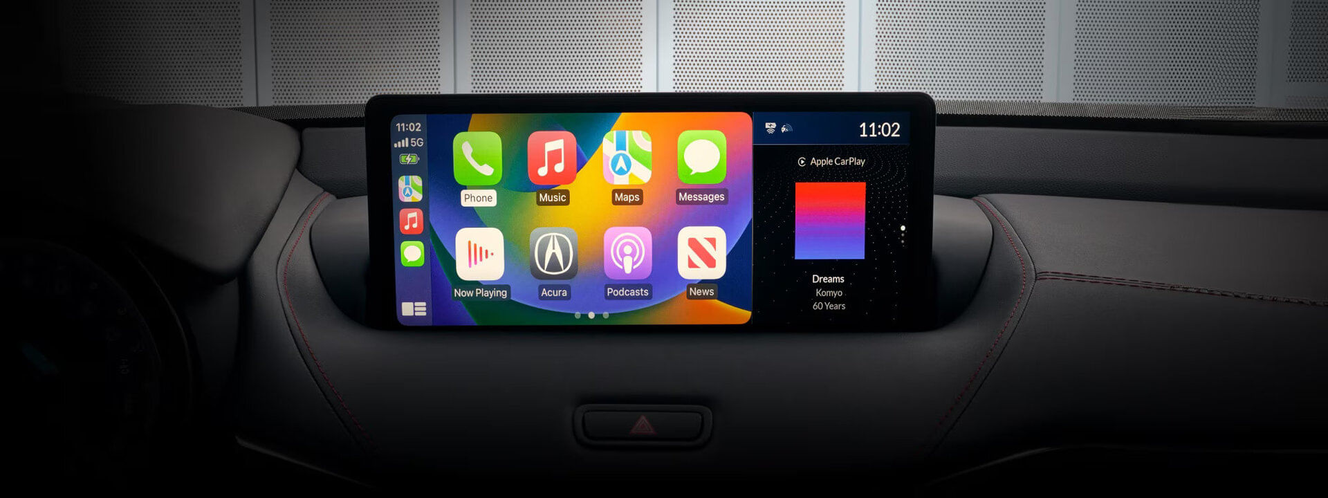 The 2025 Acura TLX infotainment system displaying Apple CarPlay® or Android Auto™ interface.
          
