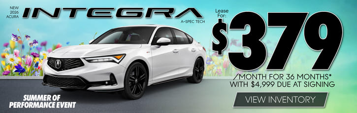 New 2026 Acura INTEGRA A-SPEC TECH	Lease for $379 a month for 36 months with $4,999 due at signing