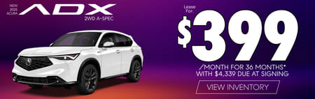 2025 Acura ADX 2WD A-Spec	Lease for $399 a month for 36 months* with $4,339 due at signing