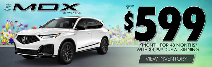 New 2026 Acura INTEGRA A-SPEC TECH	Lease for $379 a month for 36 months with $4,999 due at signing
