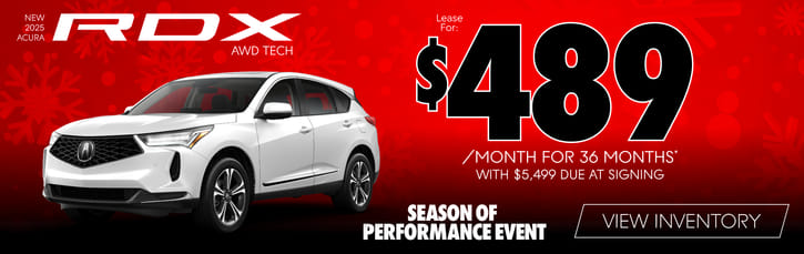 New 2025 Acura RDX AWD Tech 	Lease for $489 a month for 36 months* with $5,499 due at signing