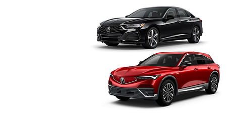 A black TLX and a red ZDX on a white background.