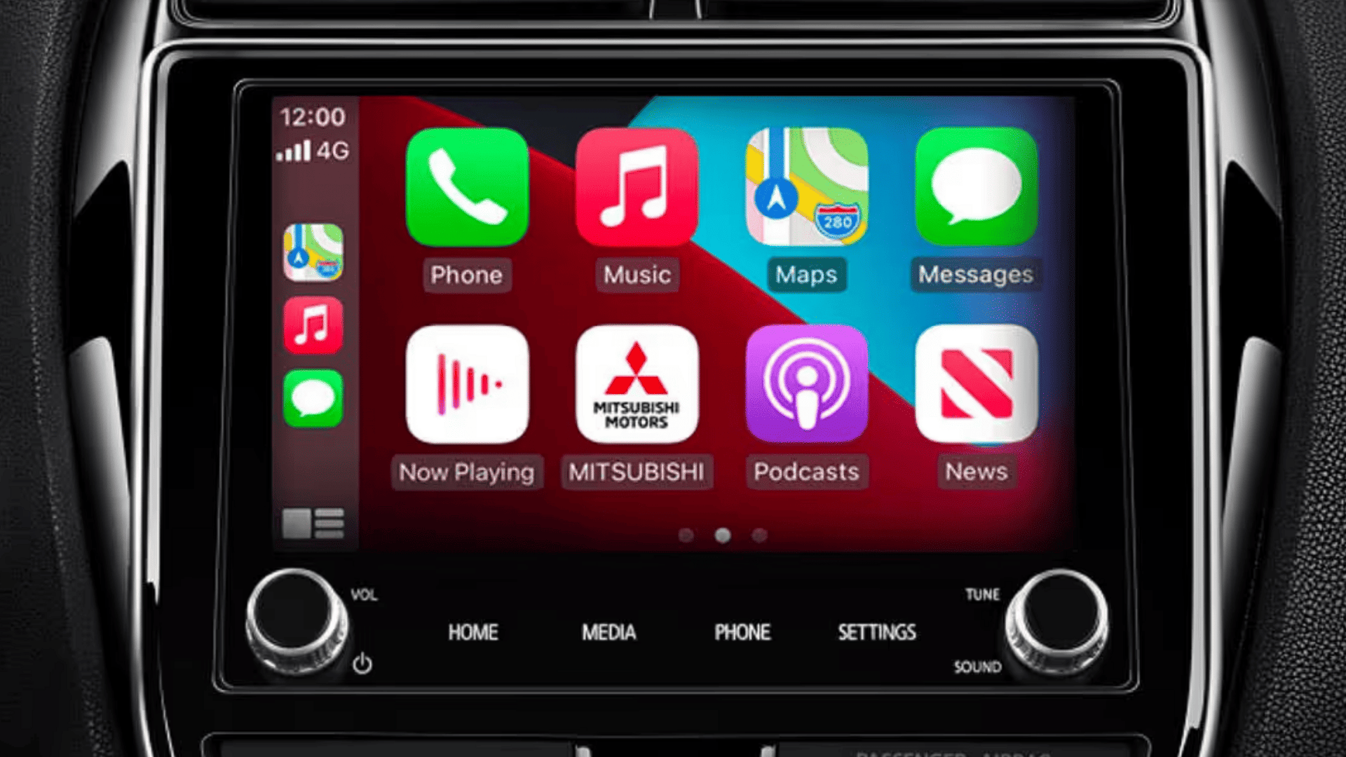 2024 Outlander Sport Apple CarPlay display with navigation and media apps