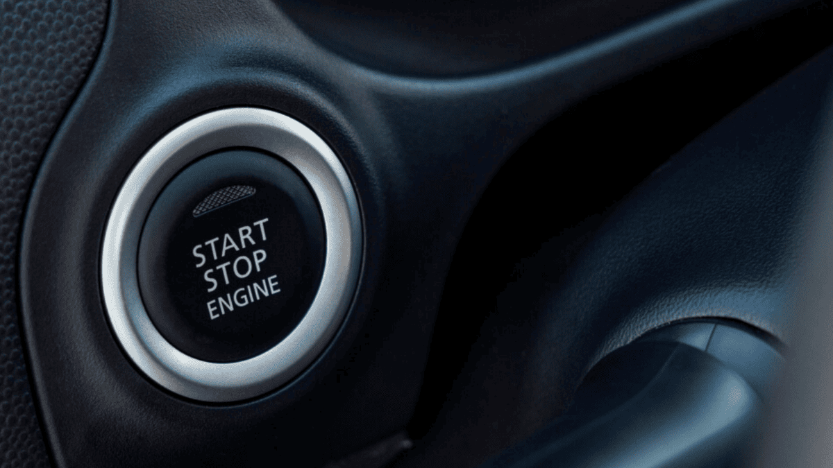 Push-button start in the 2024 Mitsubishi Mirage G4 near Tampa, FL, highlighting smart keyless convenience for modern drivers.