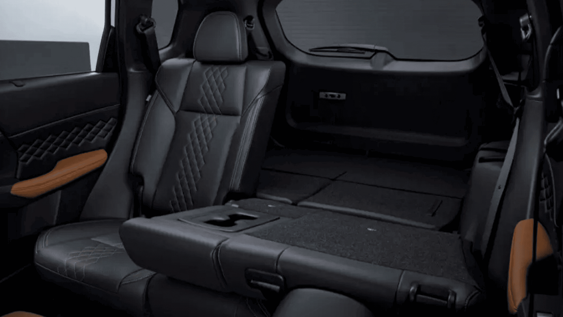 2024 Mitsubishi Outlander fold-flat second and third-row seats in black leather trim