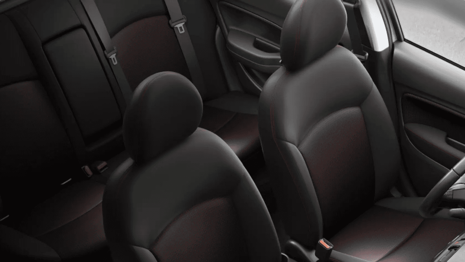 Overhead interior shot of the 2024 Mitsubishi Mirage displaying fabric seats and spacious cabin layout, ideal for city driving in Lakeland, FL.
