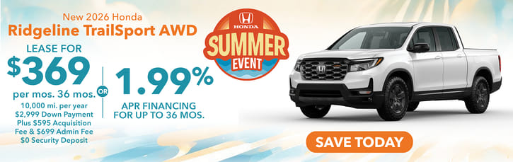 Lease 2026 Honda Ridgeline TrailSport $369