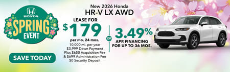 Lease 2026 Honda HR-V LX $179