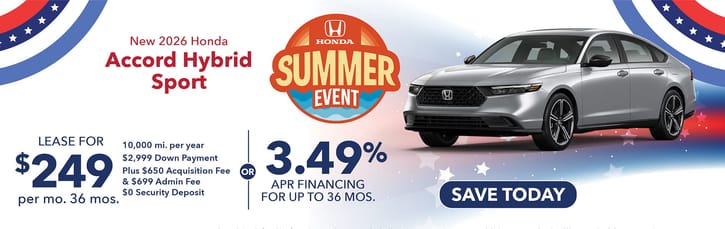 Lease 2026 Honda Accord Hybrid Sport $249