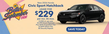 2026 Honda Civic Hatchback Sport $229