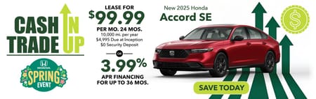 Lease 2025 Honda Accord SE $99.99