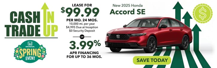 Lease 2025 Honda Accord SE $99.99