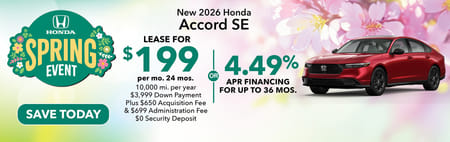Lease 2026 Honda Accord SE $199