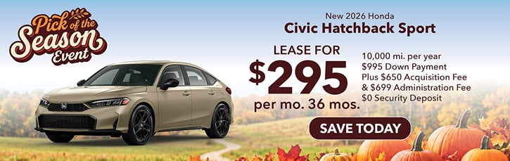 2026 Honda Civic Hatchback Sport $295