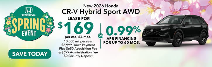 Lease 2026 Honda CR-V Hybrid Sport $169