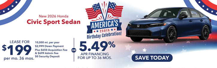 Lease 2026 Honda Civic Sport $199