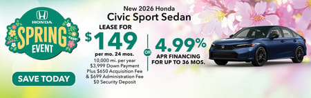 New 2026 Honda Civic Sedan Sport Finance Special