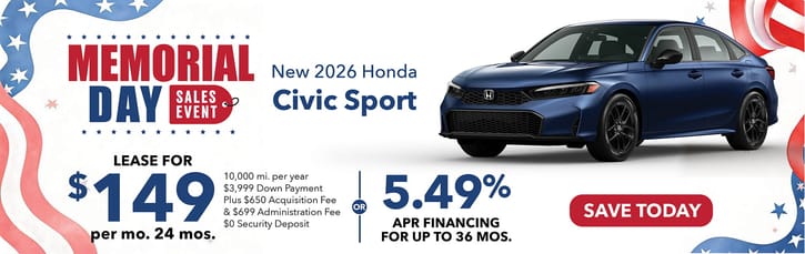 Lease 2026 Honda Civic Sport $149