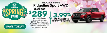 New 2026 Honda Ridgeline Sport Finance Special