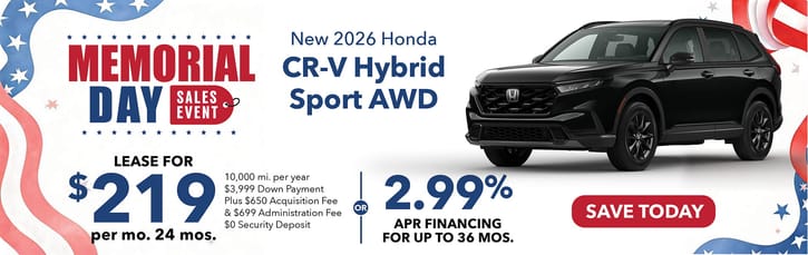Lease 2026 Honda CR-V Hybrid Sport $219