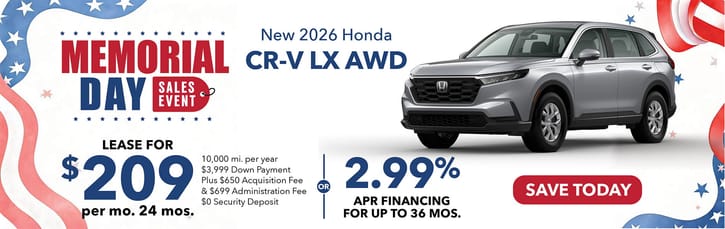 Lease 2026 Honda CR-V LX $209