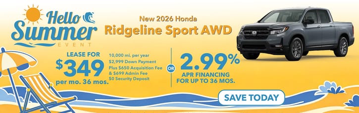 Lease 2026 Honda Ridgeline Sport $349