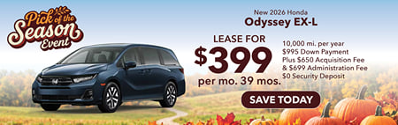 2026 Honda Odyssey EX-L $399