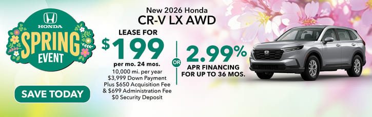 Lease 2026 Honda CR-V LX $199