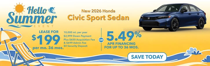 Lease 2026 Honda Civic Sport $199