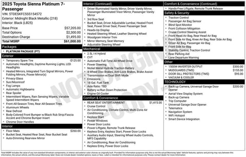1 image of 2025 Toyota Sienna Platinum