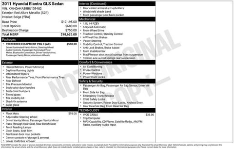1 image of 2011 Hyundai Elantra GLS