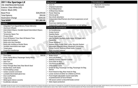 1 image of 2011 Kia Sportage LX