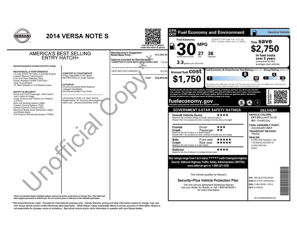 1 placeholder image of  2014 Nissan Versa Note S