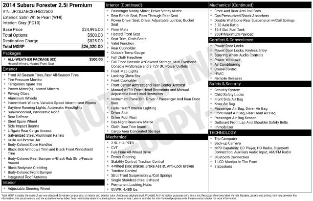 1 placeholder image of  2014 Subaru Forester 2.5i Premium