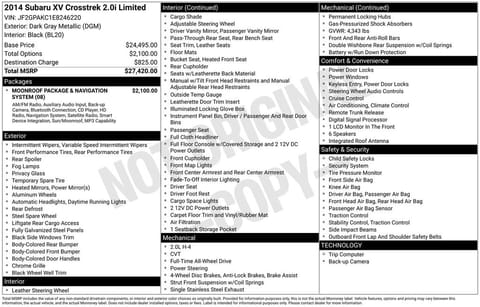 1 image of 2014 Subaru XV Crosstrek 2.0i Limited